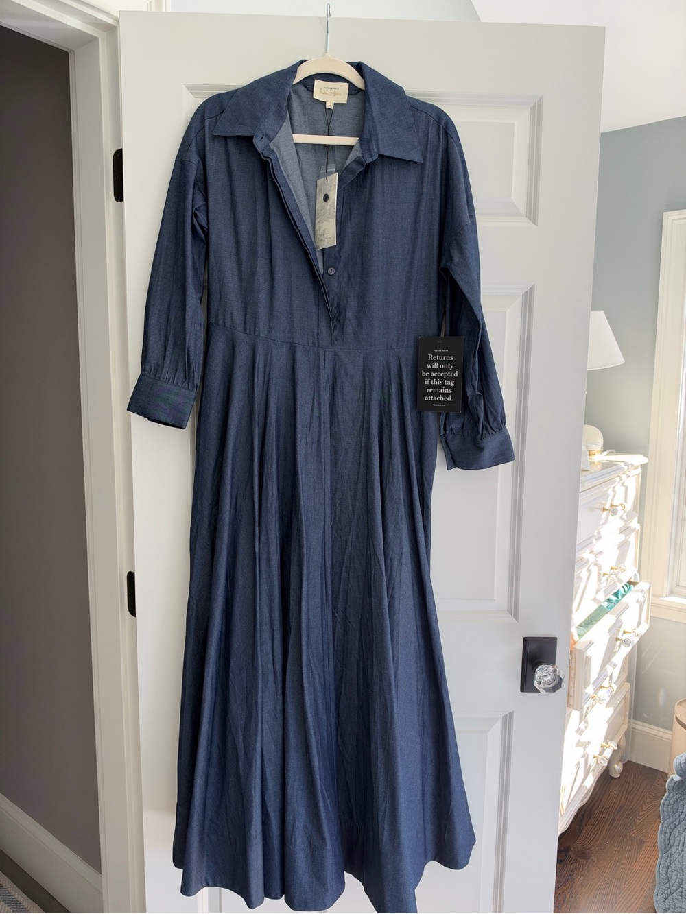 Tuckernuck Indigo Button-Front Maxi Shirt Dress